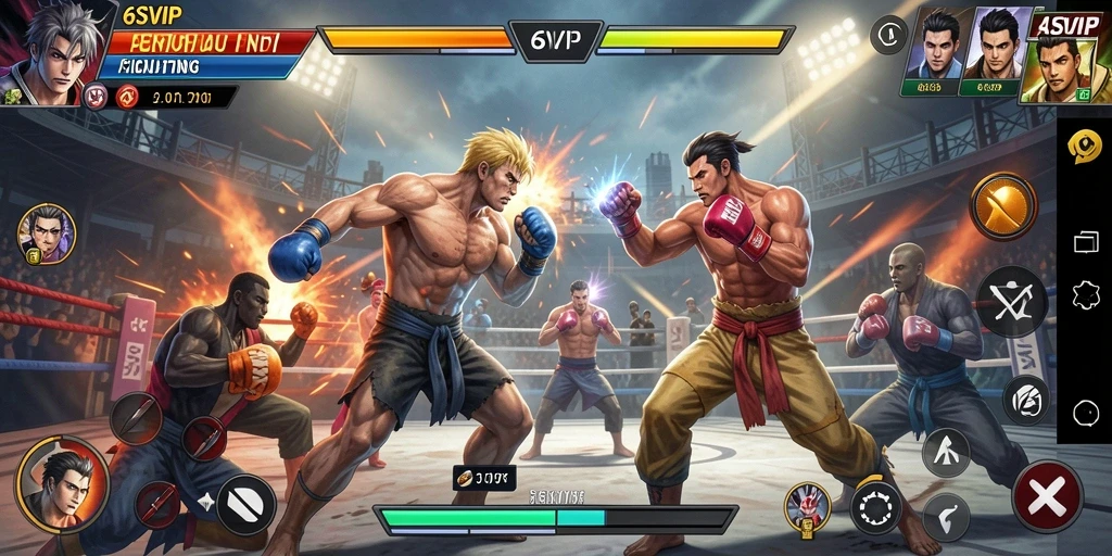 Screenshot gameplay seru dari 6SVIP yang menunjukkan pertarungan karakter.