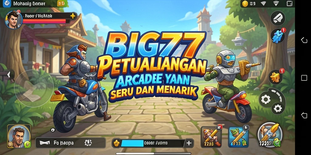 Screenshot utama BIG77 menunjukkan aksi seru dalam gameplay Arcade.