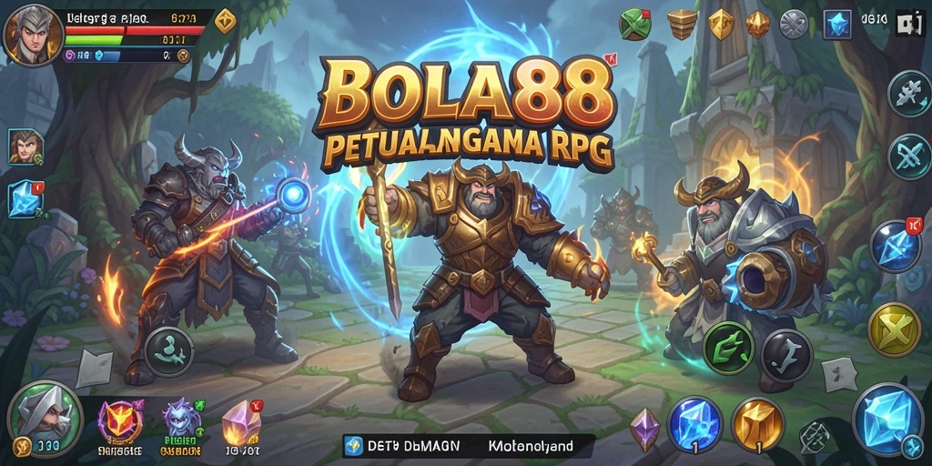 Tampilan gameplay <strong>BOLA88</strong> yang seru dengan pertarungan epik dalam petualangan RPG.