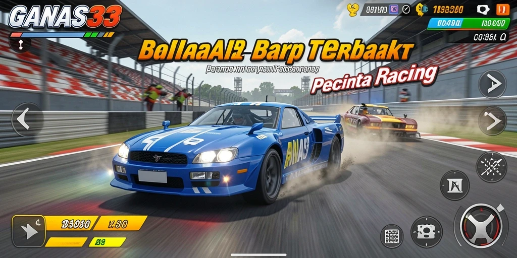 Screenshot gameplay GANAS33 menampilkan aksi balap yang mendebarkan dan grafis yang menawan.