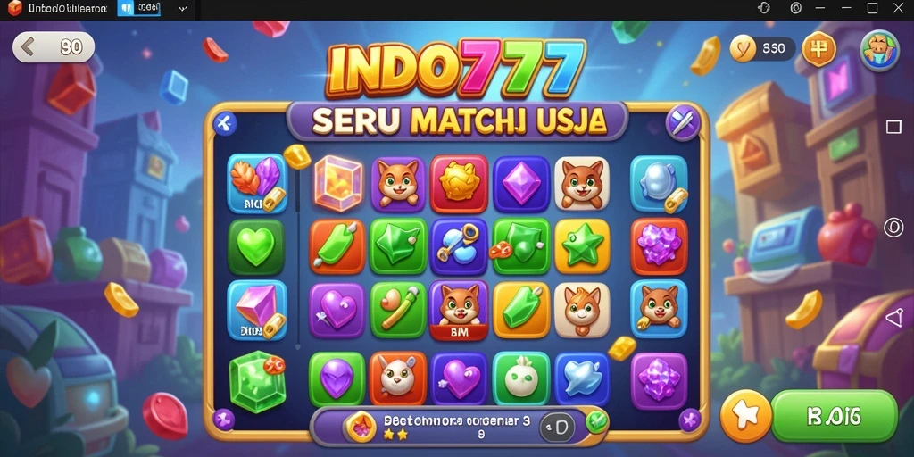 Menampilkan gameplay seru INDO777 dengan desain match-3 yang menarik.