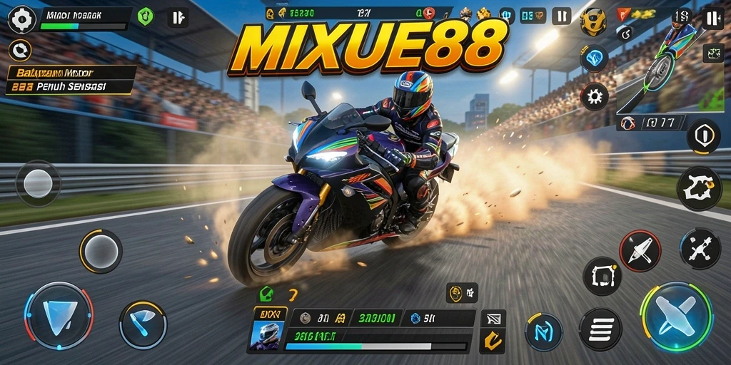 Screenshot gameplay seru dari MIXUE88 dengan balapan motor.