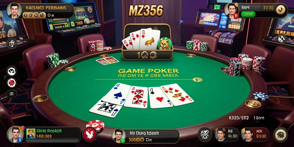 Tampilan utama MZ356 dengan gameplay poker yang menarik dan interaktif.