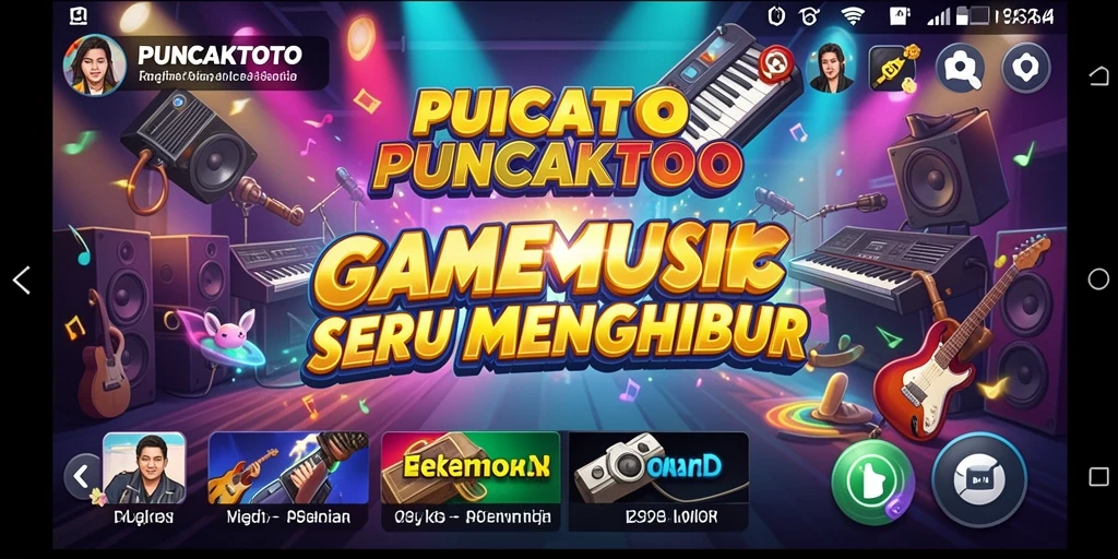 Screenshot gameplay PUNCAKTOTO yang menampilkan tantangan musik.