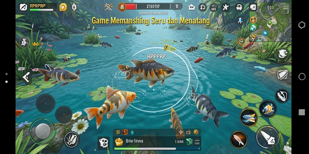 Gameplay seru dalam RPRPRP yang menampilkan suasana memancing.