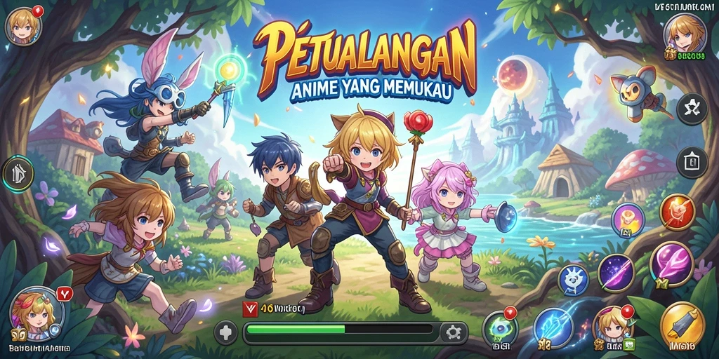 Tampilan gameplay menegangkan di W67 dengan karakter anime yang dinamis.