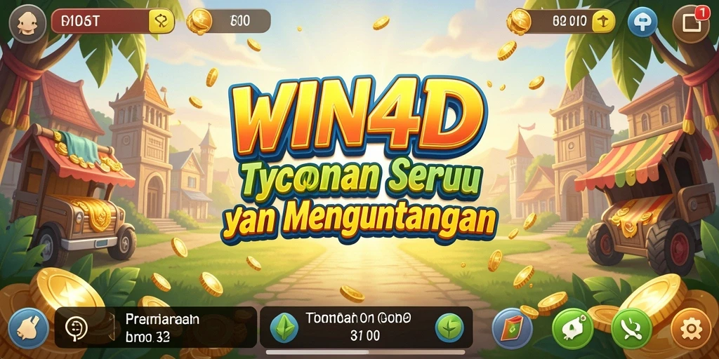Screenshot gameplay WIN4D menunjukkan strategi pengelolaan bisnis yang menantang.